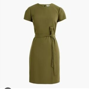 J. Crew Olive Mini Dress with Waist Tie